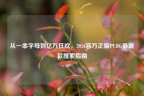 从一串字母到亿万狂欢,2026官方正版PUBG最新款搜索指南