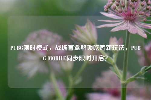 PUBG限时模式,战场盲盒解锁吃鸡新玩法,PUBG MOBILE同步限时开启?